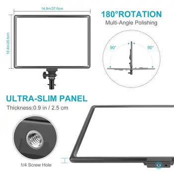 Neewer Ultra-Slim LED Video Light, 40W 3200K-5600K CRI95+ Dimmable Bi-Color LED Soft Light Panel With LCD Display for Game Live detail image