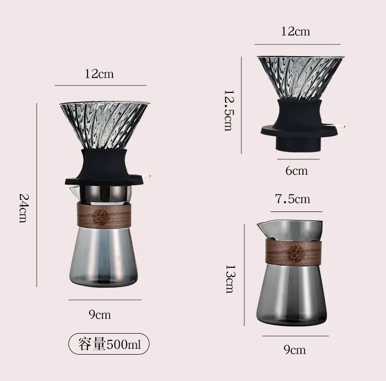 Custom High Borosilicate Glass Pour Coffee Clever Dripper Set and Cup Cone Dripper Filter for Cold Brew Coffee Maker Set factory