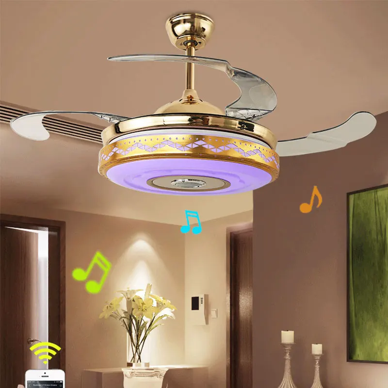 China OEM Invisible Blade Living Room Decorative Enclosed Ceiling Fans Light Lamp