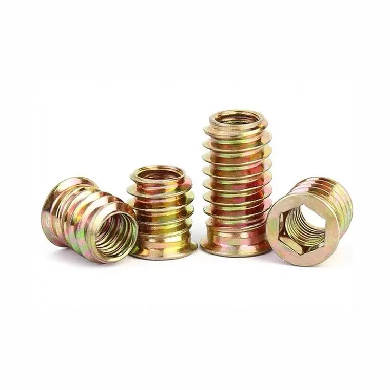 Steel Countersunk Head Inner Hexagon Embedded Nut Inner and Outer Teeth Furniture Nut Trapezoidal Straight Connector