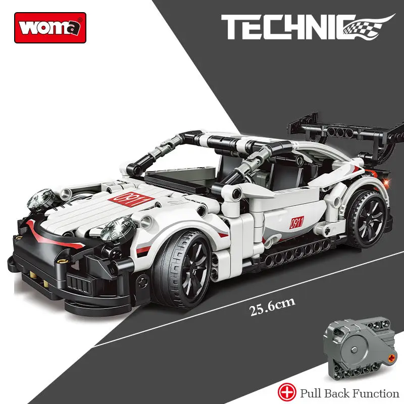 WOMA TOY C0911 Build Block Technical Building Blocks Racing Pull Back Car Static Model