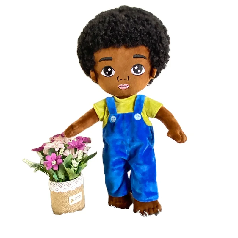 usine personnalisée en peluche simulée poupée jouet noir poupée africaine  avec cheveux afro jouet en peluche