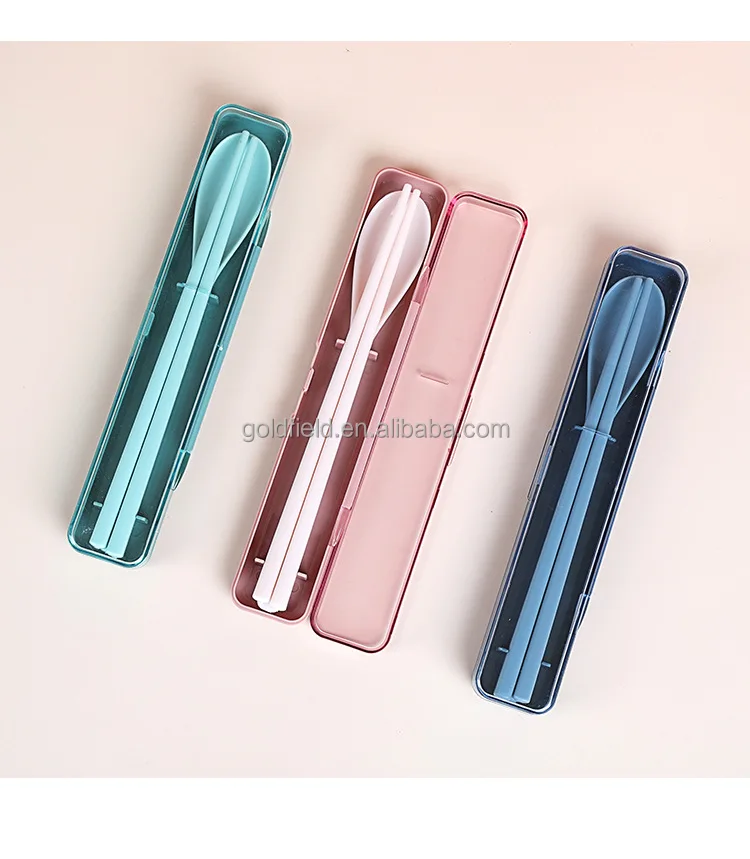 Korean Student Portable Eco-friendly Two-Piece Set Spoon and Chopsticks Flatware for Camping