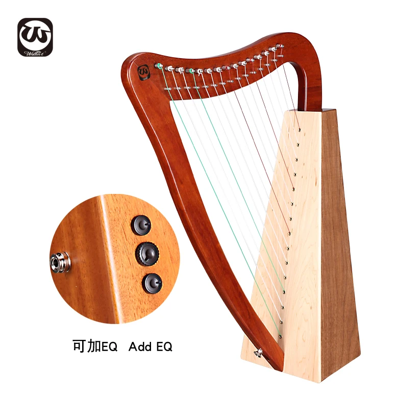2024 Walter Classical 15 String Harp, Mini Solid Wood Lyre Harp