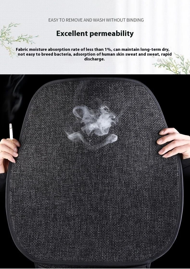 Universal Four-Season Car Seat Cushion Set Breathable Cotton Linen Rear Single Seat for Summer Use factory