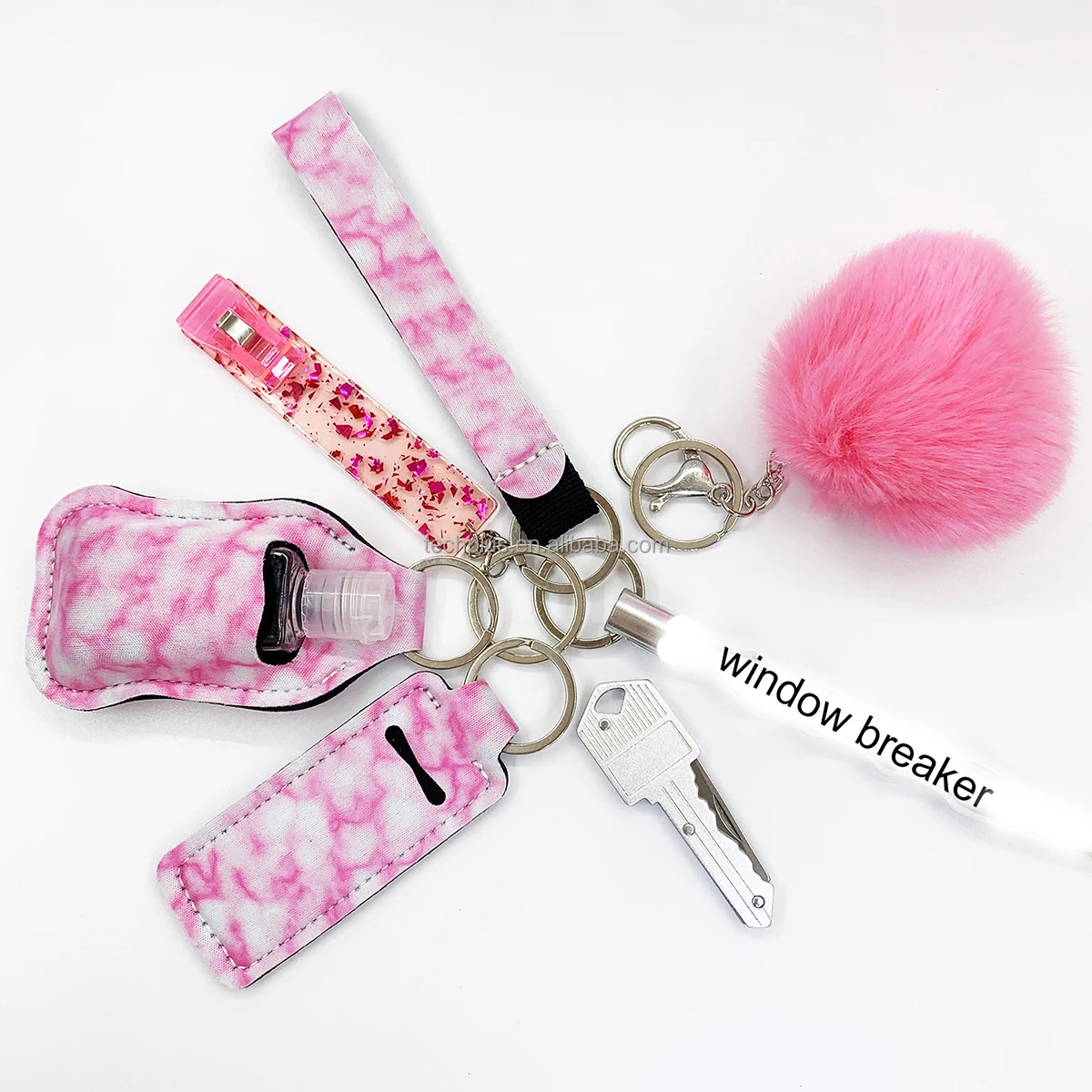 Tiktok Amazon Hot Sale Personal Safety Product Self Defense Keychain Set With Led Light Sound Alarm And Pompom Safety Keychain Buy Tiktok Self Defense Keychain Set Personal Personal Safety Keychain Tiktok Safety Keychain