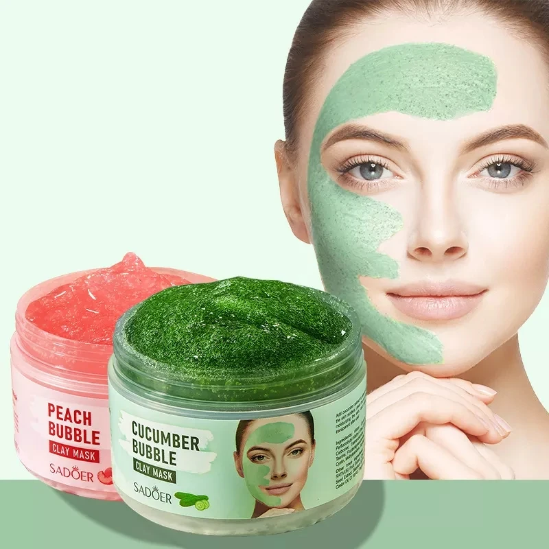 OEM SADOER Private Label Cucumber Peach Natural Moisturizing Mud Mask Skin Care Whitening Face Natural Beauty Facial Mask