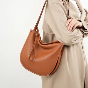 Lazy Style 2026 New Minimalist and Comfortable Soft Leather Tote Bag, Cowhide Large-capacity Single-shoulder Crossbody Bag