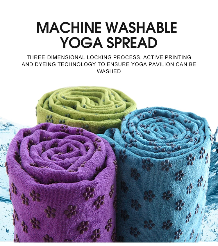 Wholesale 6-Color Non-Slip Microfiber Yoga Mat Fitness Gym Towel Back Flower Dot Design Outdoor Sports Polyester Material Custom supplier