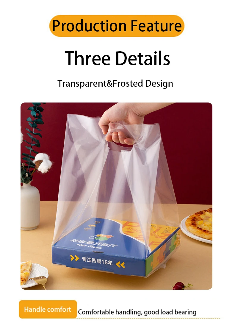 Jijid Clear Plastic Bag With Handle Large Food Container Packaging