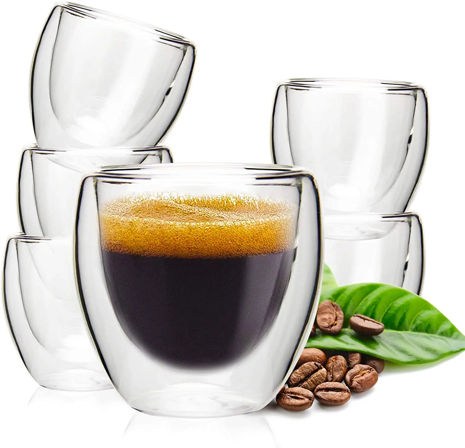 Customizable Logo 2.7oz Double Wall Glass Coffee Mug Espresso Cups