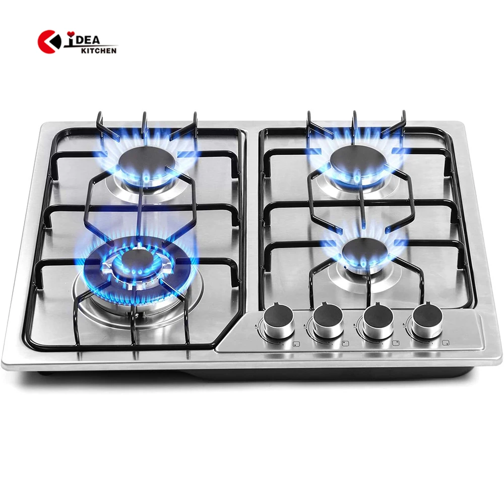 Table Top / Built in Electric Gas Stove Kitchen Cooking Cooktops, 3 4 5 Copper Burner Gas Cooker