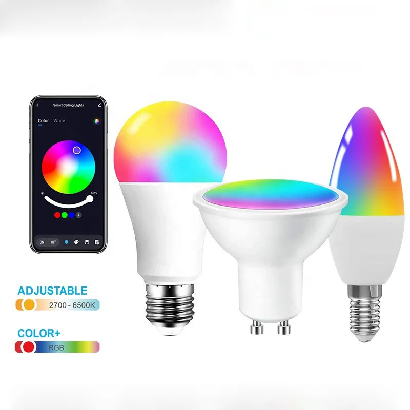 Hot Selling China 5W 9W 10W LED Smart Light Bulbs TUYA-enabled GU10 E14 E27 with Bluetooth Switch Mode