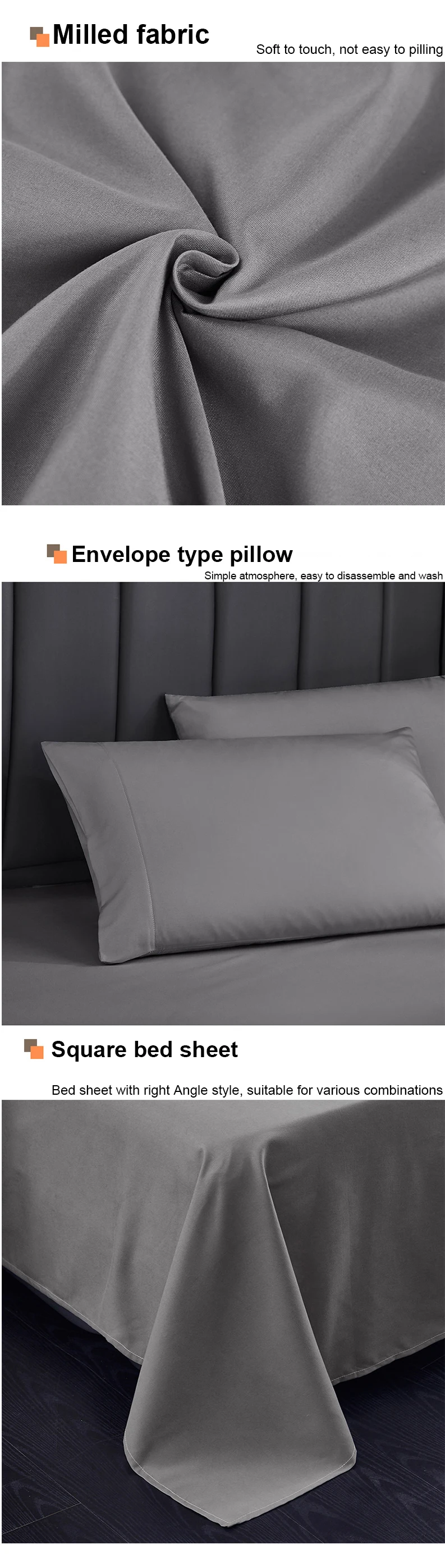 Brushed polyester bed sheets four-piece sheet set Sheets and duvet sets Deluxe popular brushed bedding sets manufacture