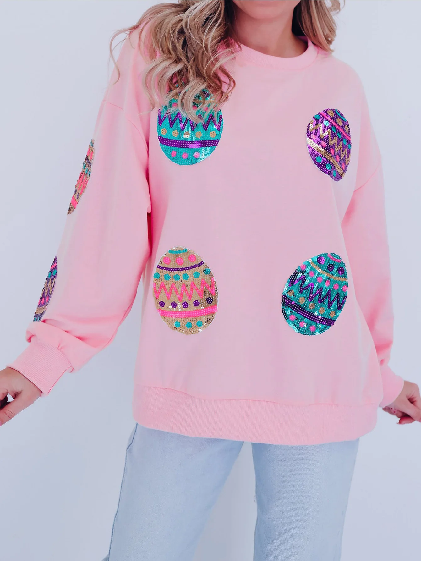 Shop Our Plus Size Women's Hoodie with Easter Egg Sequins