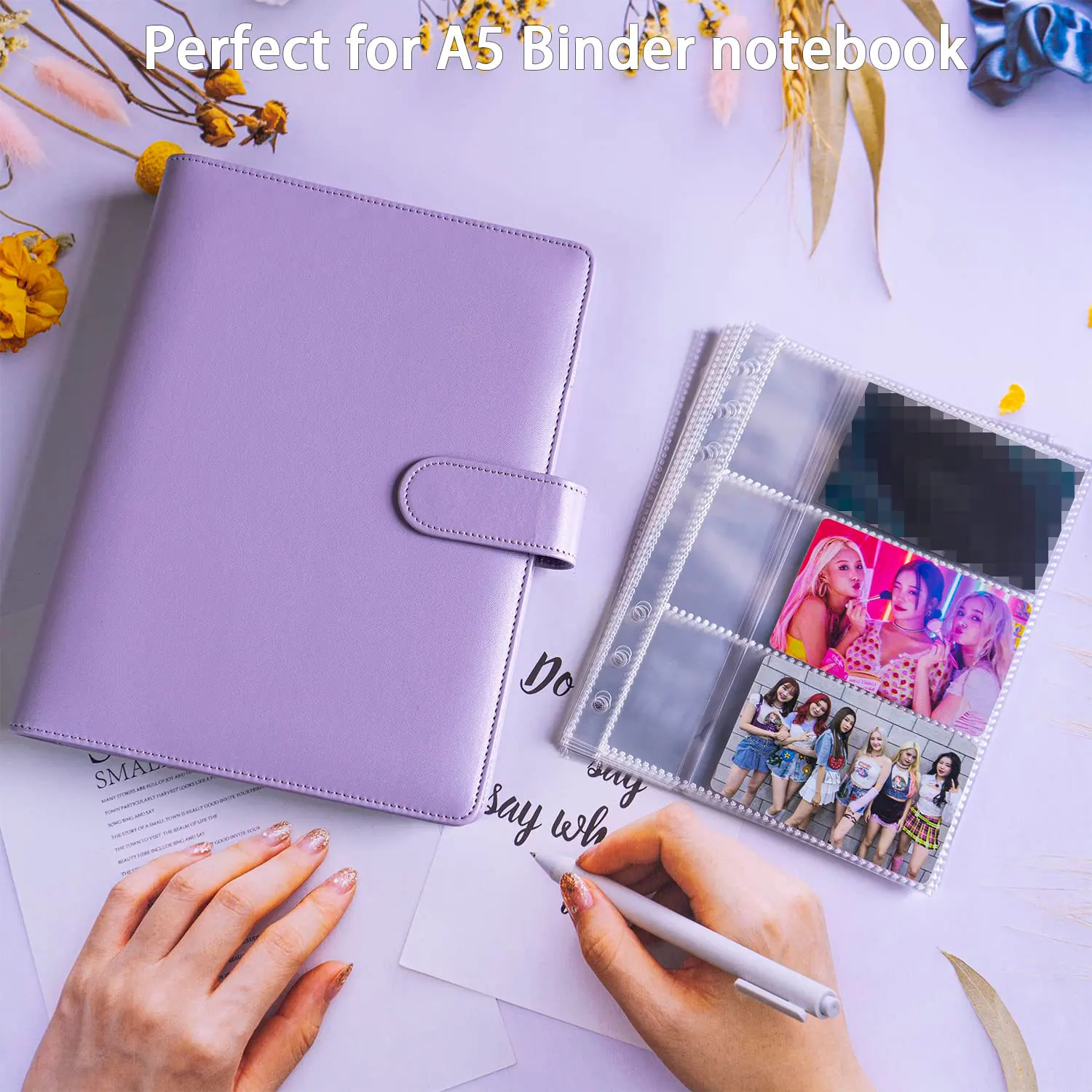 A5 Binder 6 кольцевых визитных карточек с прорезями для заметок 50 упаковок 300 карманов ультра-прозрачные рукава фотокарт 