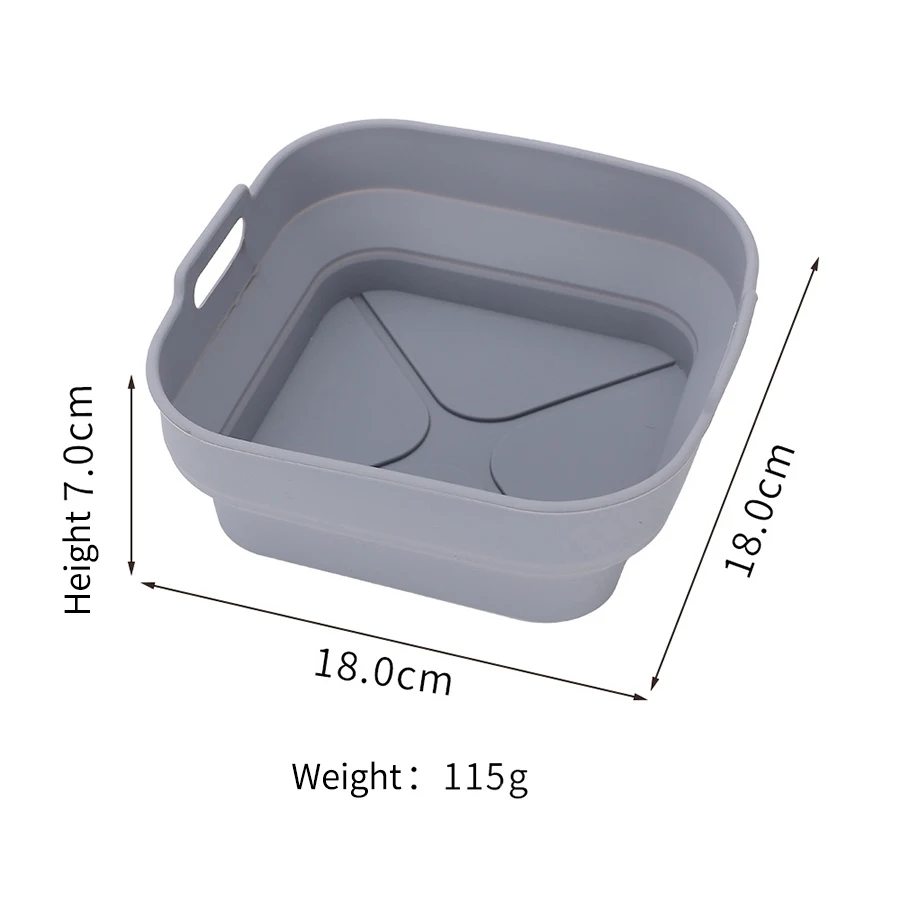 Alyvisun Alyvisun Air Fryer Silicone Liners 2PCS Reusable Airfryer Accessories Basket Foldable Baking Tray Inserts Versatile Round Rack Pot For Microwave Oven Grey