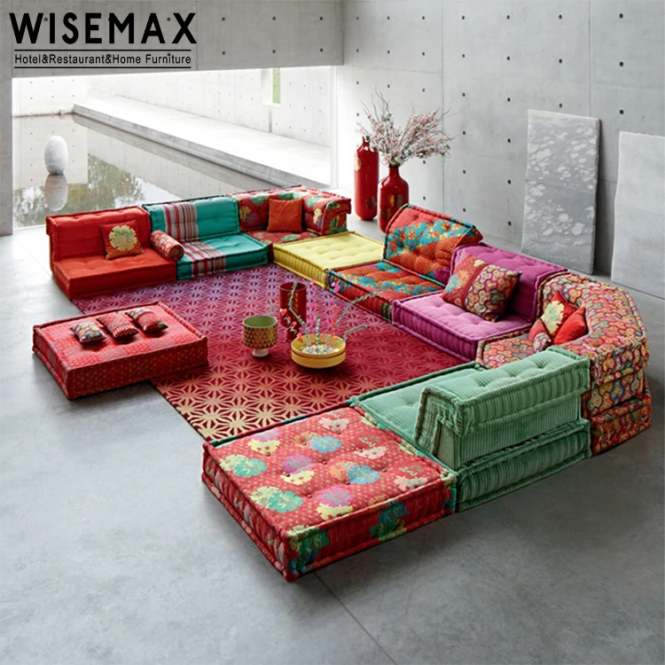 WISEMAX FURNITUREWISEMAX FURNITURE Over Size Living Room Fabric Sofa Set Sectional Floor Lazy 7seat L Shape Sofa with Ottoman