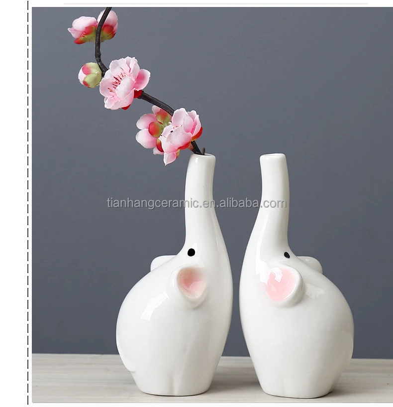 Modern living room wedding gift cute elephant porcelain flower pot nordic ceramic vase for home decor.jpg