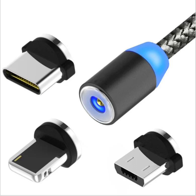 EuAcesry Cavo Magnetico USB C 2M 1M, 3 In 1 Cavo Ricarica Magnetico, Caricabatterie Rotazione A 360&deg; E 180&deg;, Per Micro USB/Tipo C/i-Product, Ricarica