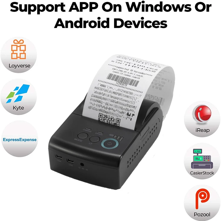 Mini Mobile Printer Usb Portable bluetooth and Paper Roll for Mobile