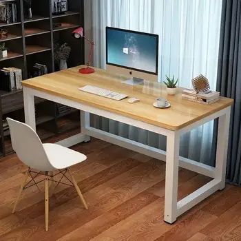 Computer Desk Study Writing Table for Home Office Modern Simple Style with Sturdy Metal Frame