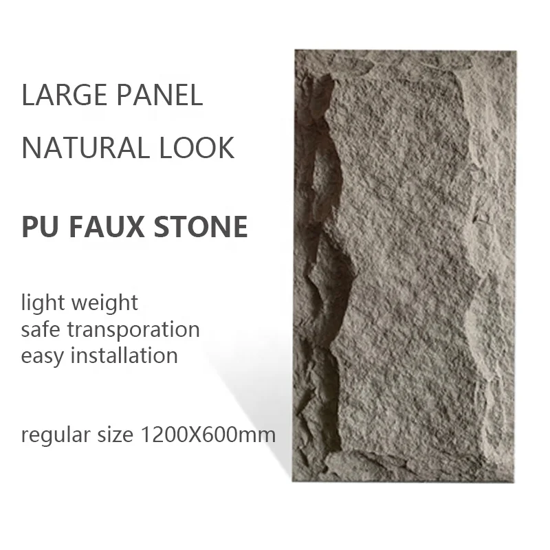 Light Weight PU Large Faux Stone Rock 3d Sound Proof Wall Panels for House Decoration
