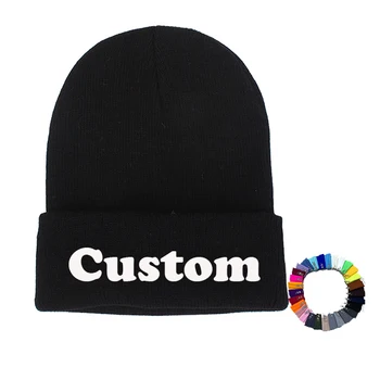 Wholesale Custom Knitted Hats Embroidered Logo Warm Beanie Men's Winter Hat