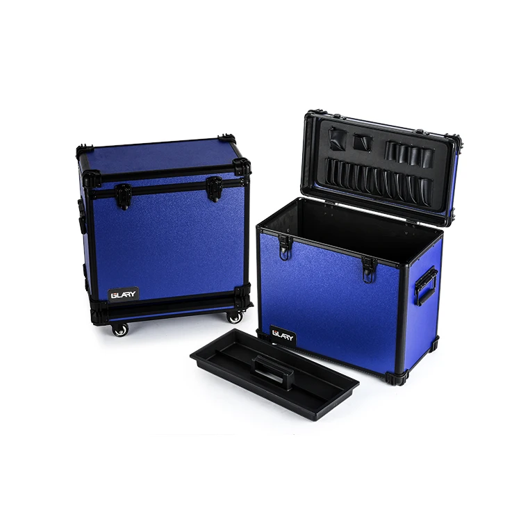 GLARY Stackable Tool case Box With Wheels Shockproof Aluminium Tool ...