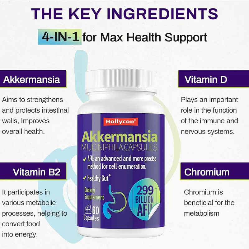 Live Probiotic For Digestive Support Tecepec Akkermansia Muciniphila Probiotic - Live Gut Health Capsules, 30/60/120 Count Metagenics Probiotics - Foto 5