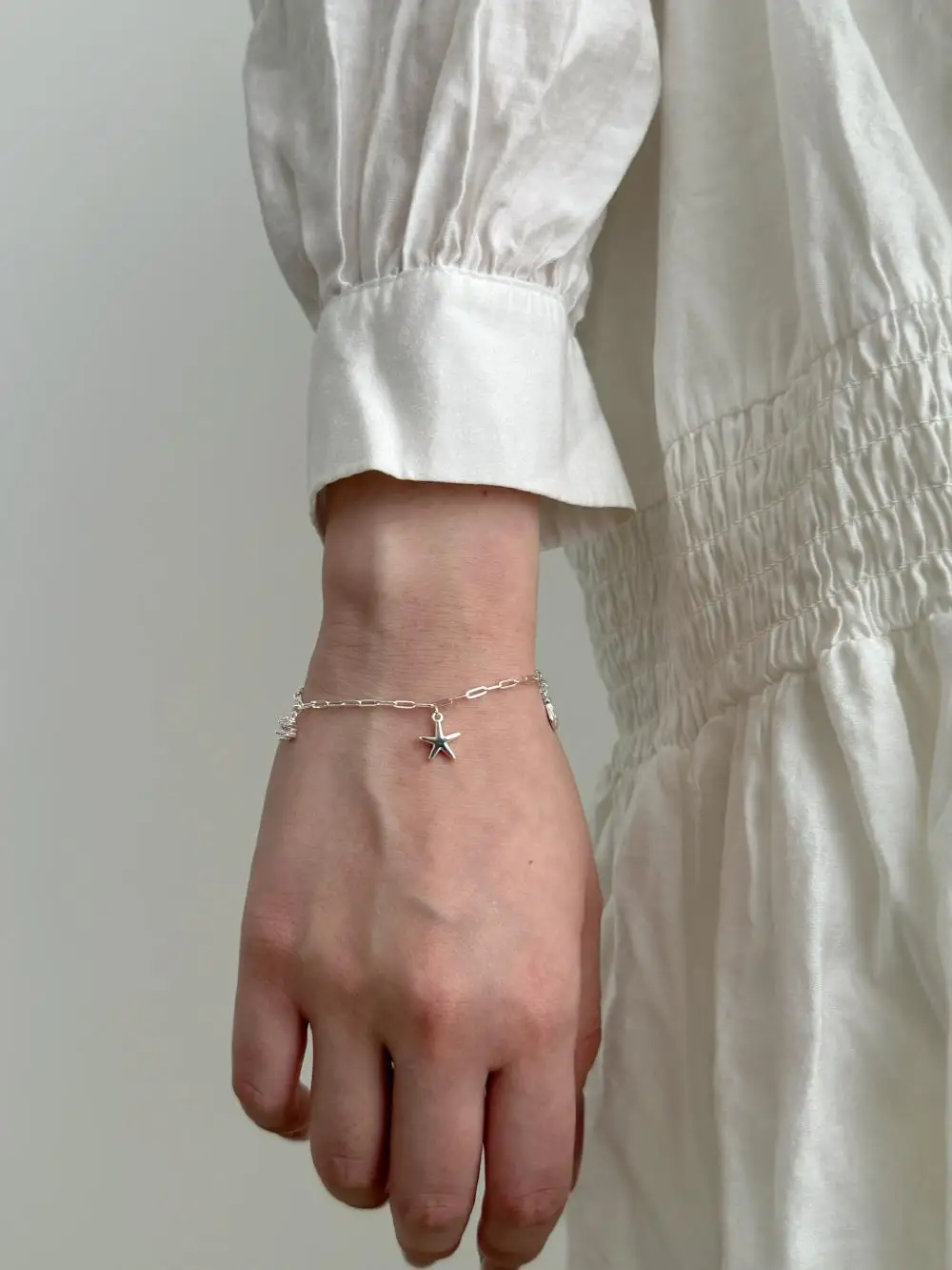KAKODIY Paperclip Chain 925 Sterling Silver 5A Zircon Shell Star Pendant Bracelet for Women detail 4