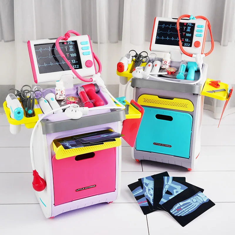 Детский врачебный набор большая Больничная медицинская станция игрушка малыши ролевые игры операционный стол врач уход тележка игровой набор