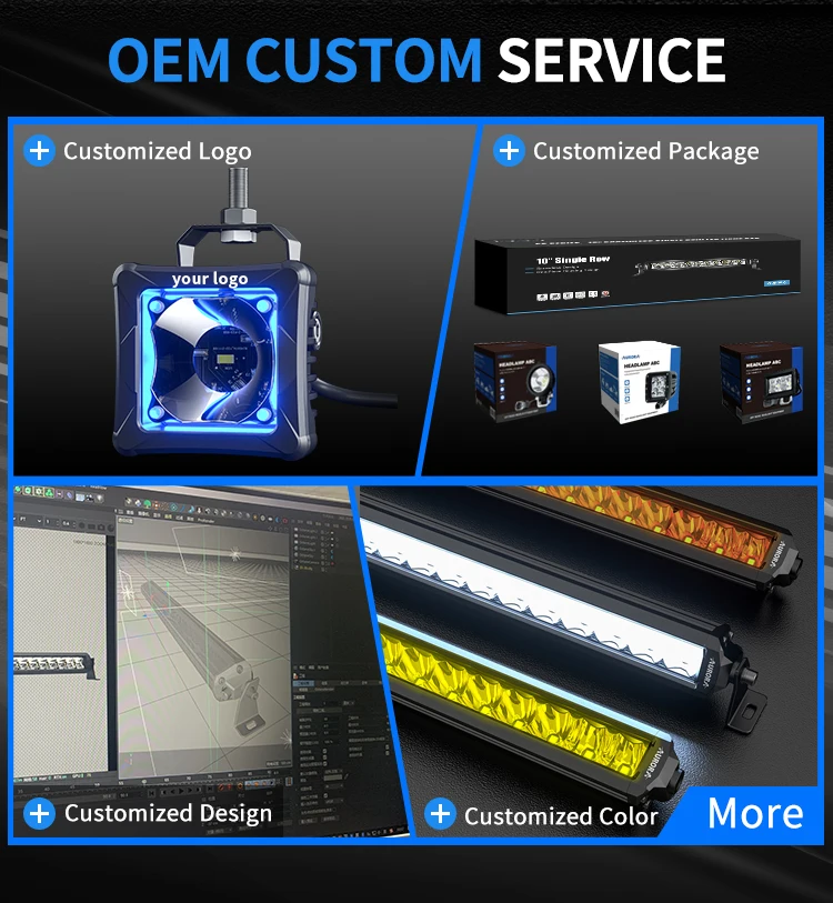 AURORA RGB LED Work Light - Durable 2 3 Inch Car Flood Light