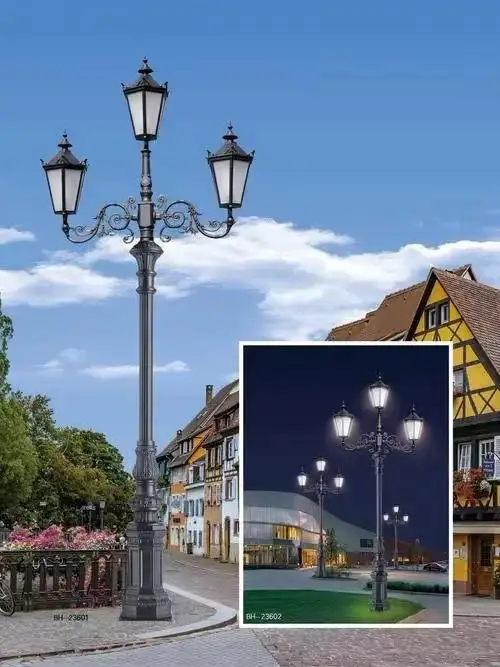 Профессиональное производство на открытом воздухе антикварный чугунный уличный столб светодиодный садовый фонарь