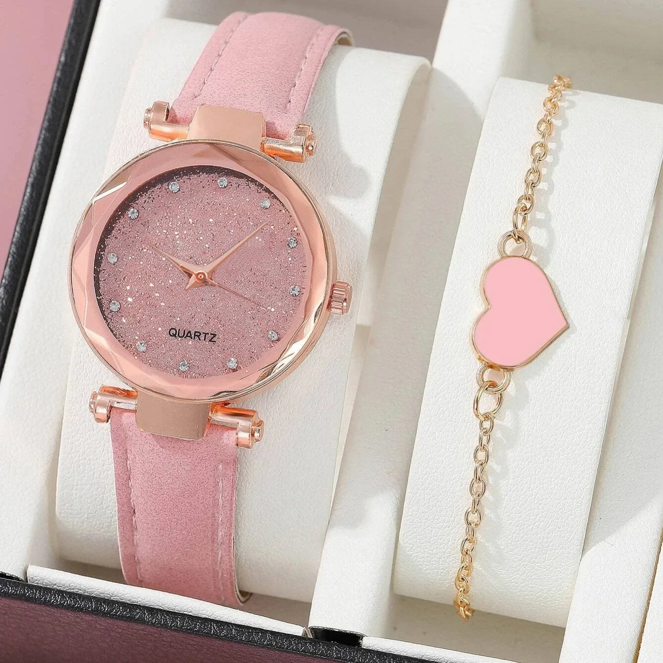 2 Piece Set Luxury Ladies Bracelet Quartz Watch Quartz Watch Bracelet