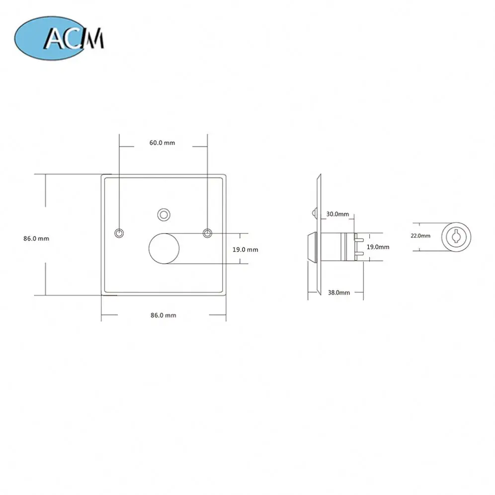 Access Control Durable Electrical Key Lock Button 304 Stainless Steel Exit Push Switch