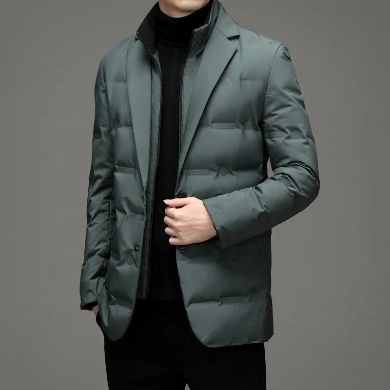 Top Grade Man Jacket 2024 New Arrival Men Business Casual Classic Suit Collar 90% Gery Duck Down Coat Keep Warm Parkas_voghion.com