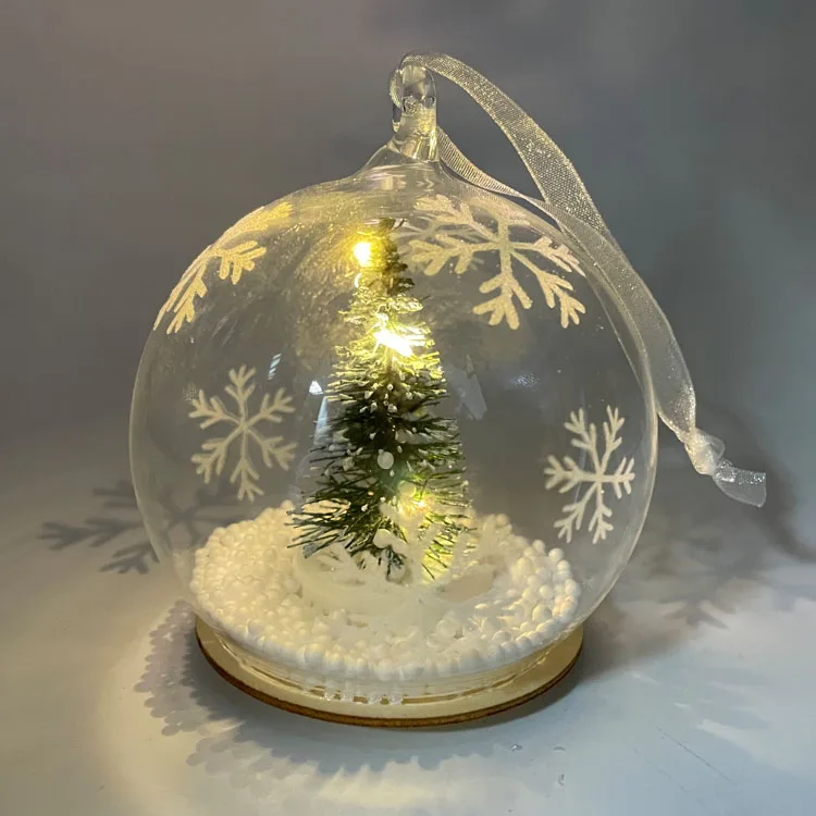 Wholesale personalized decorative Christmas LED ball glass baubles white Christmas ball