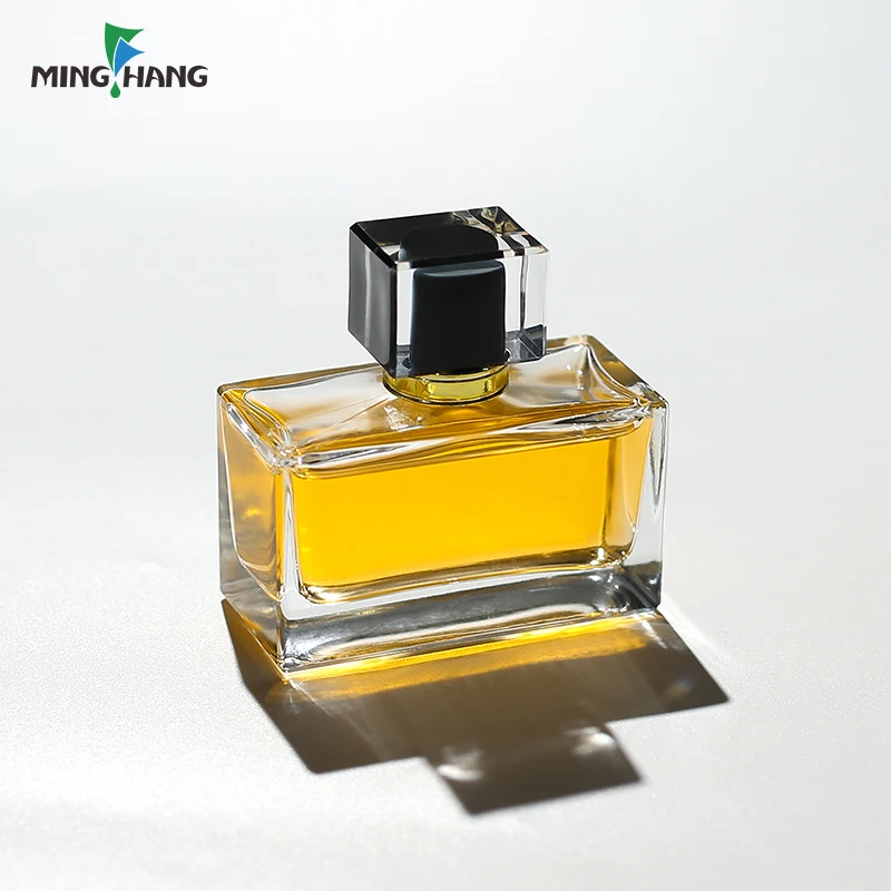 Custom Logo Recyclable 100ml Square Cube Clear Glass Perfume