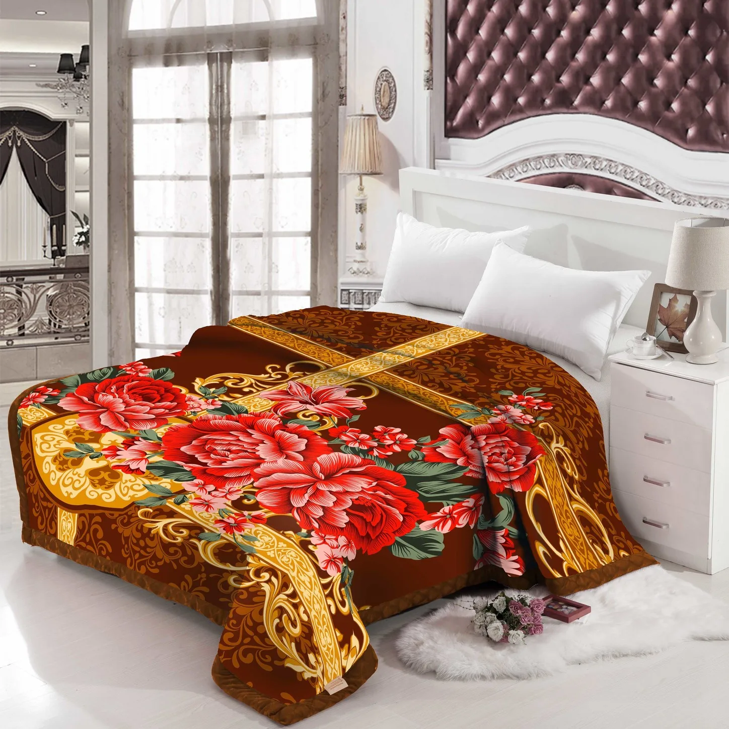 New Design Classic Arabic Style Embossed Mink Blanket  for Winter