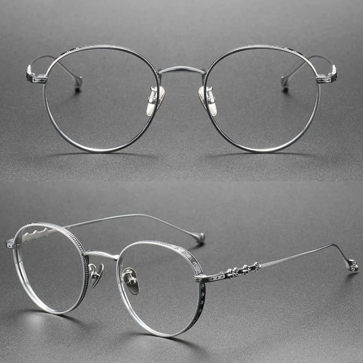 Funky Titanium Spectacle Frames for Ladies Solid Pattern Eyewear Eyeglass Frames with Advance Oval Optical Glasses