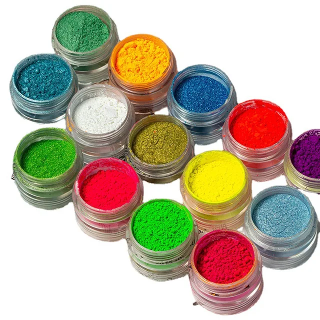 Neon Pigment Powder kit Gradient Fluorescence Shinny Chrome Christmas Hot Gel Polish Glitter Manicure Powder