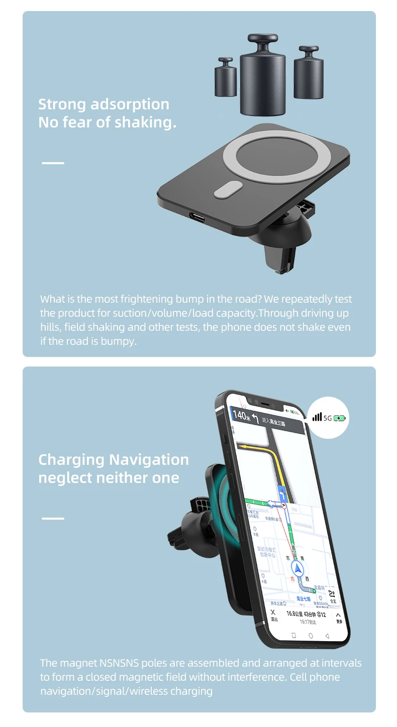 2021 15w Magnetic Car Vent Mount fast Wireless Charger phone holder for iphone 12 magnetic phone stand mount/dashboard/tabletop