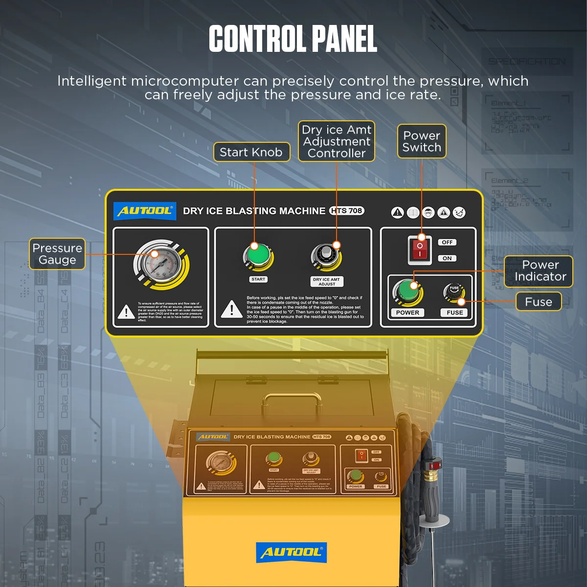 Autool Hts708 Automotive Dry Ice Cleaner Portable Decarbonization Co2