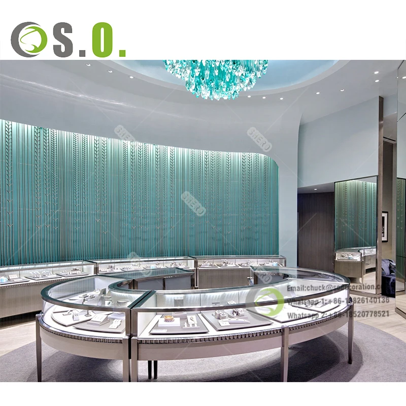 Luxury Glass Jewellery Counter Display Showcase Cabinet Jewelry Store ...
