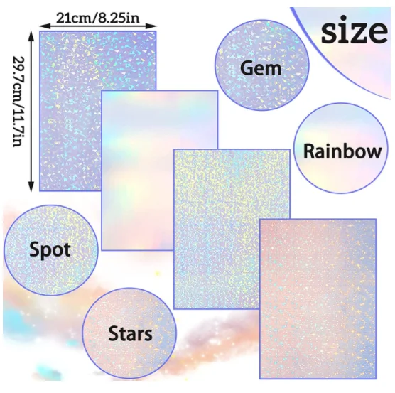 Голографическая ПЭТ пленка печатная наклейка бумага для вашего струйного принтера Водонепроницаемая Радужная виниловая наклейка бумага