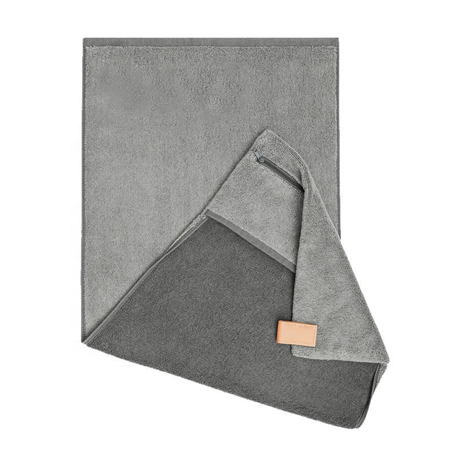 Personalized Absorbent with Zipper Pocket Custom Cotton or Microfiber Jacquard Hooded Magnetic Sport Gym Towel with Zip Pocket