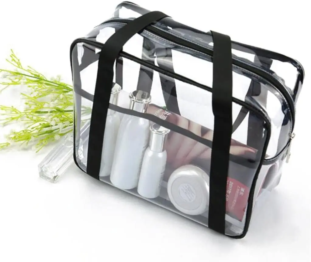 Waterproof Transparent PVC Tote Bags Travel Clear Makeup Handbag Toiletry Cosmetic Organizer Bag