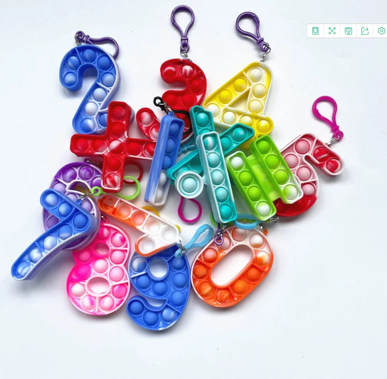 Оптовая продажа, популярный фиджет-конструктор в форме цифр, Пузырьковые игрушки-головоломки, брелок