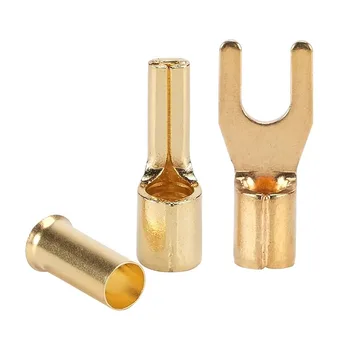 RNBS2-4 RNB5.5-6 Gold Plated Copper Wiring Terminals Car Audio Connector Ring Terminal Crimping Horn Automotive Tube Terminals